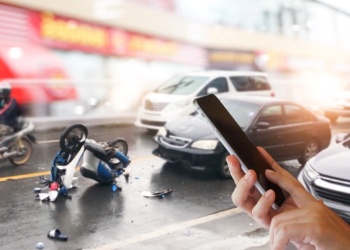 Motorcycle and Car Collide